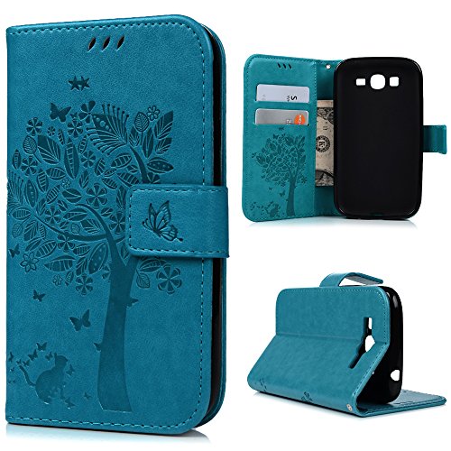 Badalink Hülle für Samsung Grand Neo i9060 Hülle Schutzhülle Bunt Druck PU Leder Flip Wallet Case mit Magnetverschluss Bäume Baum des Lebens Muster Cover Handyhülle Schale