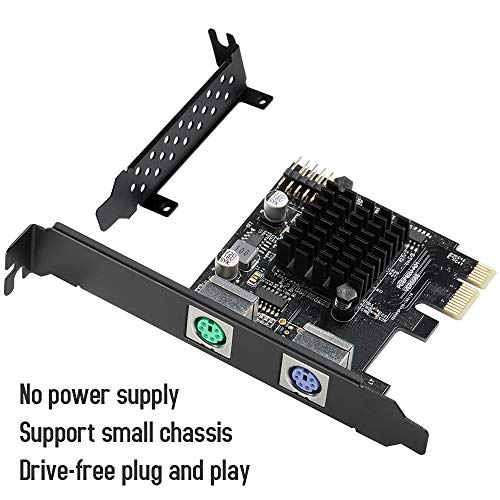 MZHOU Scheda PCIe PS2 a 2 Porte, Scheda di espansione PCIe a Due Controller PS2, è Possibile collegare Tastiera, Mouse, Stampante, Lettore di schede PS2, Fotocamere, Scanner, ECC.