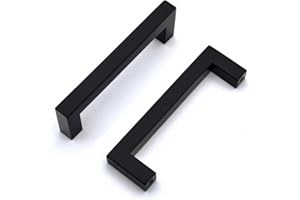 Drenky Tiradores Cocina, Negros Tiradores Cajones 96 mm Centros de orificio 2 piezas Manijas de Muebles de Acero Inoxidable con Tornillos para Gabinete