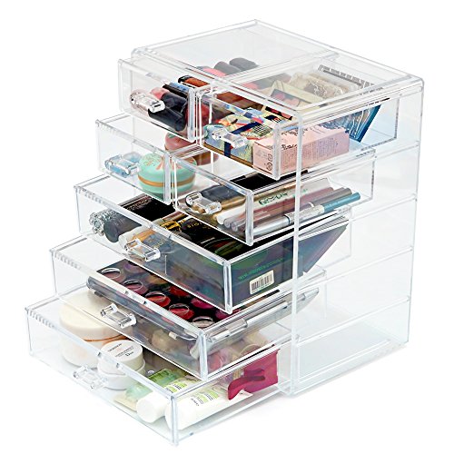 Acryl Makeup Box, EZOWare Acryl Makeup und Kosmetik Aufbewahrung / Organiser mit 5 Ebenen 7 Schubladen – Kristall - 4