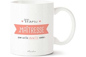 Manahia Mug Cadeau Maîtresse - Merci Maîtresse pour cette Chouette Année - Tasse Maitresse personnalisée - Imprimé en France - 330 mL Céramique - Fin d'Année Scolaire - Merci Maîtresse