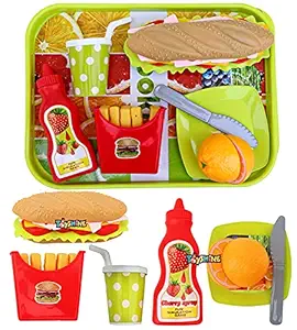 toyshine 13 pcs play fast food set pretend play hot dog fries and ketchup food toy | best gifts food playset for boys girls kids- Multi color
