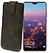 Produktbild Suncase ECHT Ledertasche Leder Etui für Huawei P20 Pro Tasche (mit Rückzugsfunktion) antik-dunkel braun