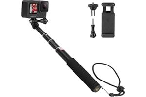 HSU Bastone selfie estensibile per GoPro, impugnatura impermeabile per Hero 11/10/9/8/7/6/5/4/3, smartphone e altre fotocamere d'azione (57,4cm)