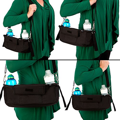 BTR Buggy und Kinderwagen Organizer, Exklusive Smartphone-Tasche und Handy Halter & wasserfester Regenschutz. PLUS 2 Kinderwagen Clips. Unverzichtbares Kinderwagen-Zubehör - 5