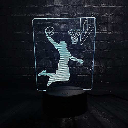 Preisvergleich Produktbild YSFU 3D Nachtlicht Basketball Dunk Man Led Nachtlicht Schreibtisch Tischdekoration Lampe Schlafzimmer Schlaf Licht 7 Farbe