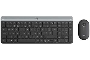 ‎LOGITECH Logitech MK470 Slim Combo Kabelloses Tastatur-Maus-Set, 2.4 GHz Verbindung via Nano-USB-Empfänger, 10m Reichweite, 18-Monate Batterielaufzeit, PC/Laptop, Deutsches QWERTZ-Layout - Graphit