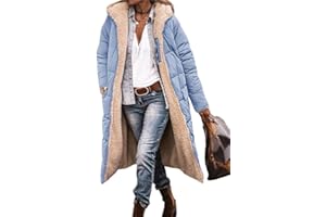 Godoboo Damen Warm Wintermäntel Reversibel Damen Mäntel Damen Outdoorjacke warmer Steppmantel Lang mit Kapuze Winterjacke Winterparka mit Fellkapuze Coat Frauen