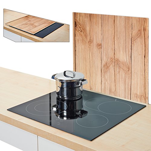 Zeller 26288 Herdblende-Abdeckplatte „Wood“, Glas - 2