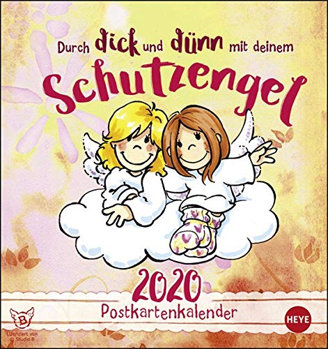 Schutzengel Postkartenkalender. Postkartenkalender 2020. Monatskalendarium. Spiralbindung. Format 16 x 17 cm