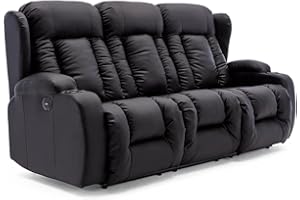More4Homes CAESAR ELECTRIC HIGH BACK LUXURY BOND GRADE LEATHER RECLINER 3 + 2 + 1 SOFA ARMCHAIR SET SUITE