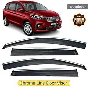 AUTOKAAR Silver Line Car Door Visor/Wind Deflector/Rain Guard for ERTIGA 2019 Onwards (Set of 6)