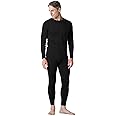 LAPASA Men's 100% Merino Wool Base Layer Set Warm Long Sleeve Thermal Underwear Top & Bottom, Breathable, Soft Thermoflux M31, Black, S