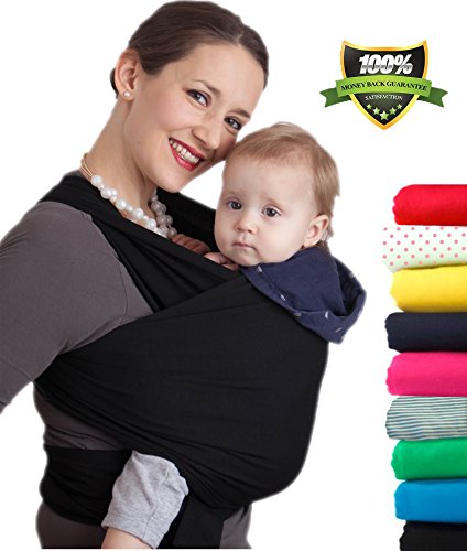 4-in-1 CuddleBug Baby Wrap Carrier | Soft Baby Carrier | Baby Sling Carrier | Postpartum Belt | Nursing Cover | Best Baby Shower Gift (Black)