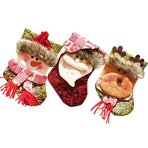 Preisvergleich Produktbild Klein Weihnachtssocke Nikolaussocke Socken zum Befüllen Weihnachten Weihnachtsaktivität (3 Stück eine Packung)