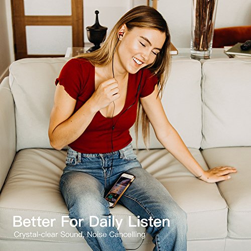 GGMM Auriculares In-Ear  Sonido Est  reo Auriculares con Microfono  Dise  o Ergon  mico C  modo para iPhone  Huawei  XiaoMi y MP3 -Vino Rojo