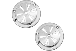 EASYBYMALL Lot de 2 grilles d'aération réglables en acier inoxydable, en acier inoxydable Air Vent Set Réglable Exhaustion Vent, Grille D'évacuation Air Entrant, pour barbecues et fumoirs, Sliver (12,5 cm)
