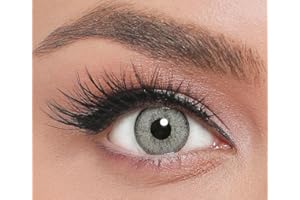 FAMELENSES ICONIC farbige Kontaktlinsen QUARTZ – stark deckende Monatslinsen für 3 Monate in Hellgrau, besonders natürliches Ergebnis für alle Augen - 1 Paar…