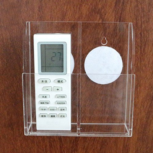 Oriskey Klar Acryl Fernbedienungshalter Fernbedienung Wandhalterung Halter Kasten Behälter Aufbewahrungs Box für TV Klimaanlage Fernbedienungen, 2 Fächer - 4