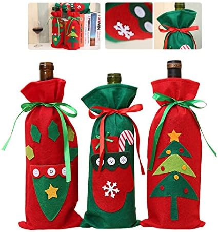 3 PCS Christmas Wine Bottle Sets, BuycheapDG Christmas Wine Bottle Champagne Bottle Cover Bag Xmas Dinner Party Table Decoration Gift - Style 3