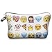 Women's Girls Make Up Bag Wash Bag Toiletry Cosmetics Wallet Pencil Pen Holder Organiser Pouch Case (L22 x H14 x W8 cm, EMOJI PURPLE)