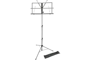 Lawrence LMS02-BK - Leggio pieghevole, regolabile, in metallo, con custodia, colore nero