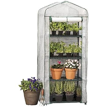 Kingfisher GHPRO 4 Tier Greenhouse - Clear, H130xL50xD45cm, Roll-Up Door