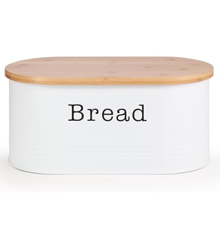 Portapane King Hoff KH 1072 In Legno E Acciaio Inox Con Tagliere In Bambù – Bianco – 35x20x21 Cm