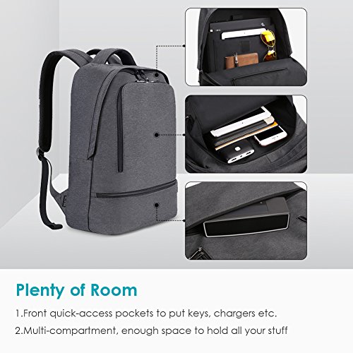 REYLEO Business Rucksack Herren Wasserdichte 14.1 Zoll Laptop Tasche Backpack Für Arbeit Und Stadt Grau - 2