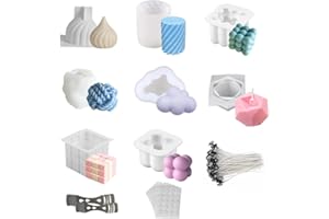 HIQE-FL Molde de Silicona para Velas,8Pcs Moldes de Velas 3D,Molde de Vela Artesanal Hecho a Mano,Vela Molde de Silicona 3D,Molde de Vela de Plástico para Bricolaje (E)