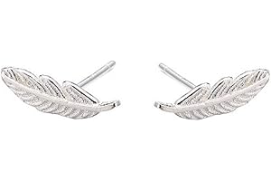 SLUYNZ 925 Sterling Silver Feather Studs Earrings for Women Girls Leaf Studs Earrings Small Earrings Tiny Studs