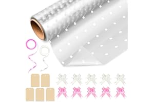 Huruc Clear Cellophane Wrap Roll 40cm x 30m – Durable 2.5 Mil for Gift Wrapping, Florist Packing, Basket Hampers, Crafts & Holiday Gifts