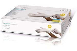 Light Touch Gants en latex – Lot de 100 – Taille M – Sans poussière – Non stériles – Gants jetables – Gants de cuisine – Gants jetables