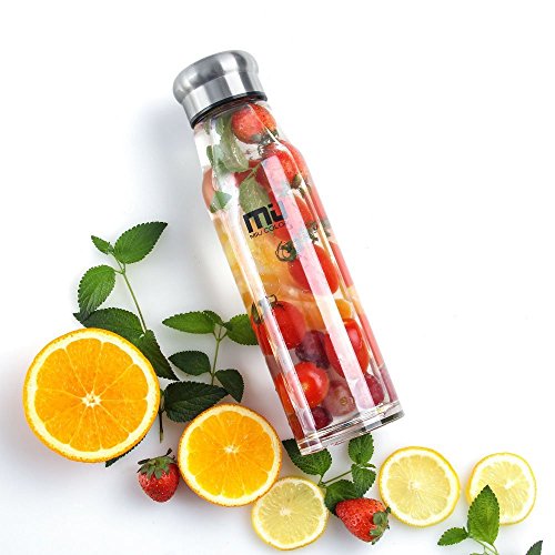 MIU COLOR® 2 Stück 550ml Trinkflasche Glasflasche Nylon Tasche für Auto (ohne Teesieb, schwarz) - 5