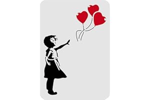 SWYSGS Ballon Mädchen Schablone A4 Seite Größe/Farbe Wände, Stoffe, Möbel/Kunst Handwerk/wiederverwendbarer Kunststoff