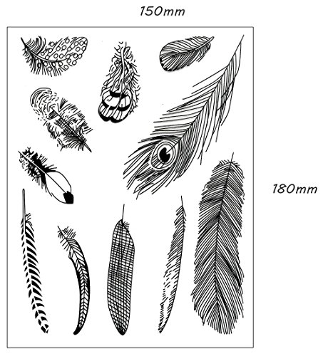 be fancy! Silikonstempel Set – Blumen Federn – Clear Stamps – Stempel – 56-teilig – transparent - 5