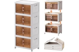 PAIDE P Armario Organizador Plegable. Despensa para Almacenaje de Cocina, Mueble apilable para Organizar Juguetes, Estantería Plegable para Calzado. (45 cm - 4 Compartimentos)