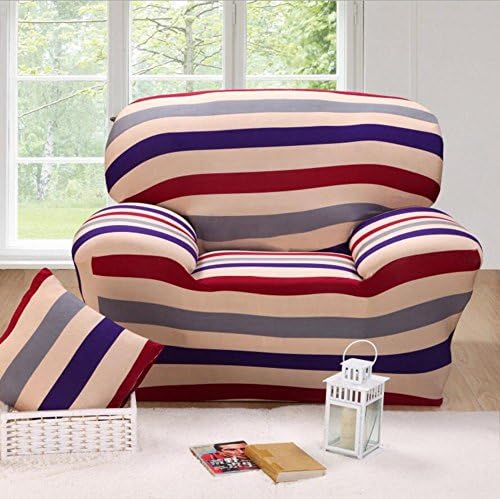 Elastic Sofa Cover Printed Stripe Slipcover Tight Wrap All-inclusive Corner Sofa Cover Stretch Furniture Covers 1/2/3 seater , 001 , 2 seater:145-185cm
