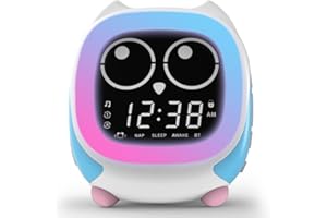 iTOMA Addo Kinder Wecker, Sonnenaufgang/Sonnenuntergang Simulation Nachttischlampe, wachsen Kinderuhr Trainer, weiße Geräusch Schlaf Geräusche Wake Up Clock Eule CKS912-2