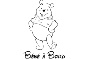 stick créa - Sticker Autocollant Bébé à Bord - Winnie l'ourson (Blanc)