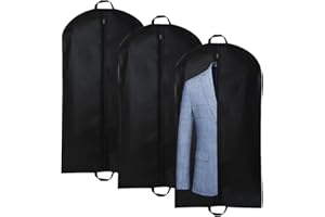 LONINLOAN 3 Pack Foldable Travel Bags for Men, Carry Case with Handles and Gusseted, Full Length Zip for Travel and Suit Storage, Jacket, Coat, Men and Women