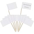 Blank Toothpick Flags Cheese Markers White Flags Labeling Marking for Party Cake Food Cheeseplate Appetizers (100)