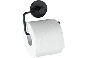 Wenko Vacuum-Loc-Portarotolo di Carta igienica Milazzo, Fissaggio Senza Fori, Lega di Acciaio, Nero, 13,5 x 10,5 x 3,7 cm