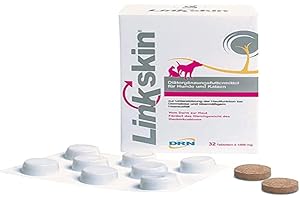 DRN Linkskin | 32 Tabletten | Diätergänzungsfuttermittel für Hunde und Katzen | Kann dabei helfen Hautveränderungen vorzubeugen und entgegenzuwirken