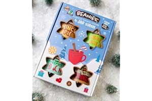 FUNTASY GIFTS Beanies Flavoured Instant Coffee Christmas Stash Box - 4 Jars - Christmas Pudding, Peppermint Candy Cane, Mince Pie, Ginger Bread, 4 x 50g Jars - Festive Gift - Vegan and Sugar Free