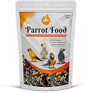 BOLTZ Parrot Food for Big Parrot,African Grey Parrot,Sun Conure,Macaw,Lovebird and Alexander - All Life Stages Mix Seeds,1.2 Kg (PRT)