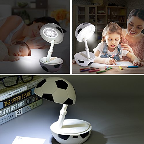 Happy Dream Schreibtischlampe LED kinder Tischlampe höhenverstellbar Faltbare, Fußball Modellieren LED baby Tischleuchte / Nachttischleuchte Leselampe. USB-Ladeanschluss,dimmbare LED Tischleuchte Augenschutz 。(blau) - 7