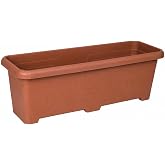 Plastik Uzun Saksı, Kahverengi, Bah&ccedil;e Ofis Kullanımı i&ccedil;in (77.5 X 25 X 26.5 Cm - 30 L)