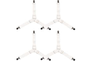 DHKFXKT Bed Sheet Holder Corner Straps, 4 PCS Sheet Clips for Bedding, Mattress Cover Clips to Hold Sheets in Place, Adjustable Bed Bands, Fasteners/Grippers/Suspenders Fitted for Bedding