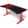 Arozzi Arena Ultrawide Curved Gaming and Office Desk with Full Surface Water Resistant Desk Mat Custom Monitor Mount Cable Management Cut Outs Under The Desk Cable Management Netting - Red